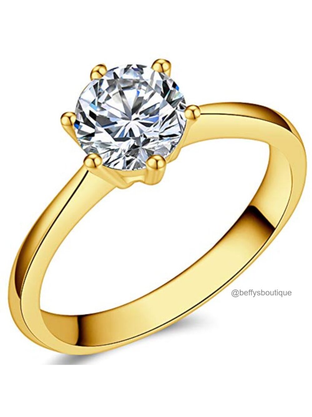 Classical Stainless Steel Solitaire Wedding Engagement Ring